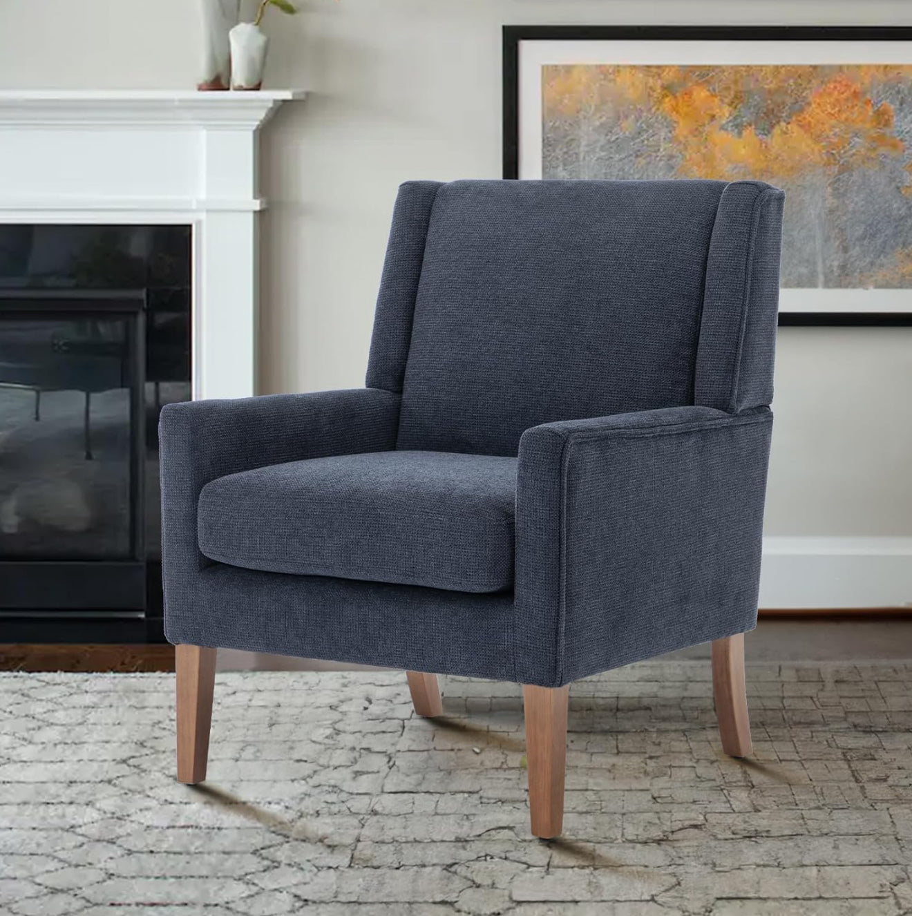 COLAMY Modern Wingback Sessel – Polstersessel mit Holzfüßen & Memory-Schaum – erhältlich in Rot, Blau & Beige