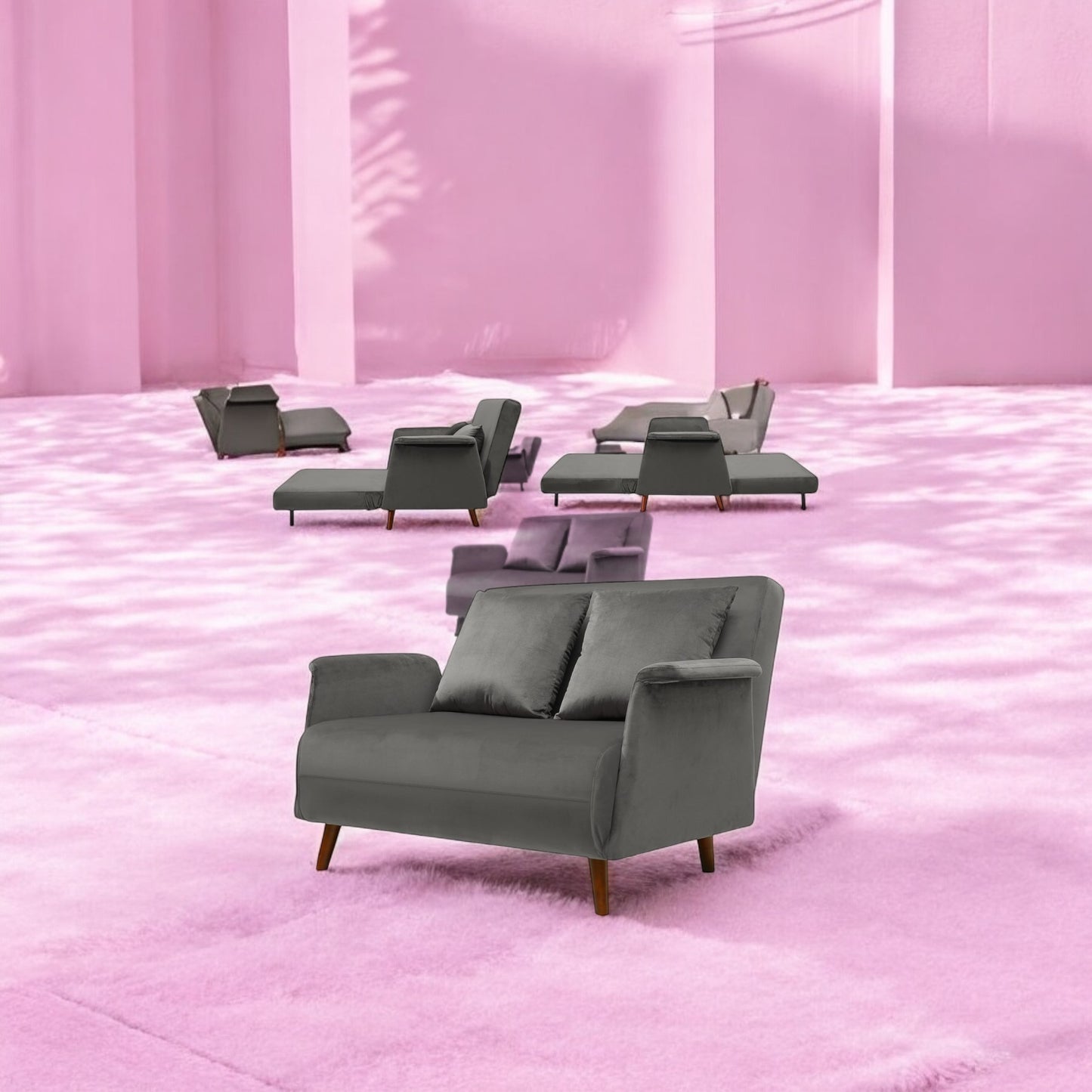 ALTIN™ Schlafsessel Samtgrau – Eleganter Liegesessel mit Verstellfunktion für stilvolle Wohn- & Schlafzimmer