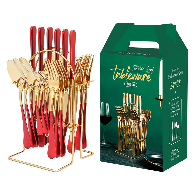 ALTIN™ 24-teiliges Edelstahl Besteckset – Messer, Gabel, Löffel & Teelöffel mit Aufbewahrungsständer