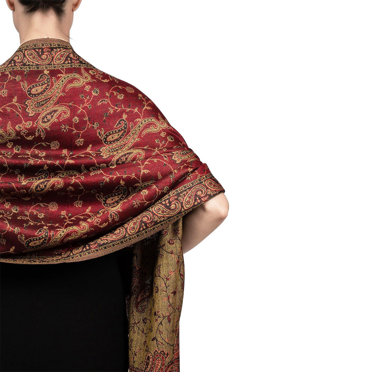 ALTIN™ Jacquard Ethno Schal mit Paisley-Muster – Fransen & weiches Gewebe | 175 cm+ | Perfekt für Herbst, Winter & jede Jahreszeit