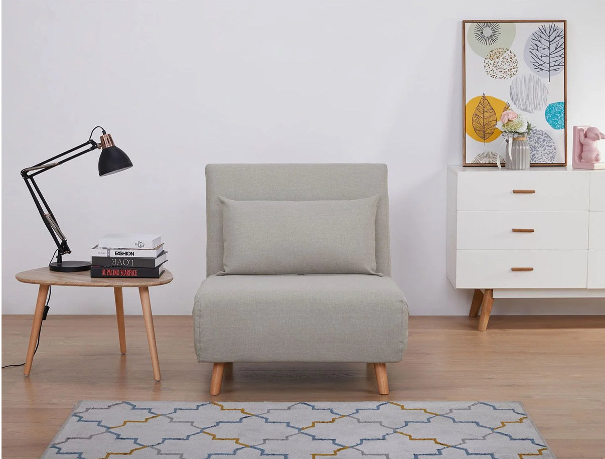 Happy Home Schlafsessel (Hellgrau) – 2-in-1 Sessel & Gästebett | Platzsparend & Komfortabel | Erhältlich bei ALTIN™