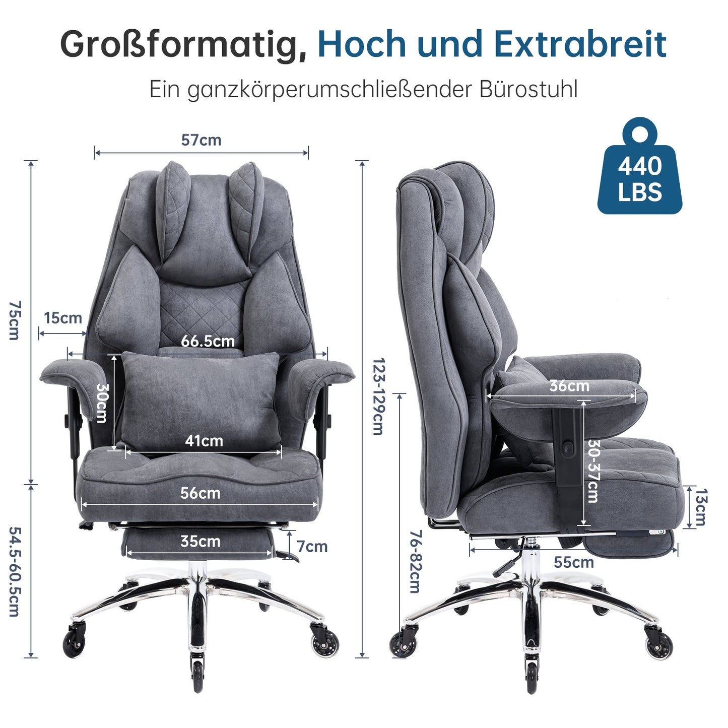 Ergonomischer XXL Bürostuhl – R-Edition mit Fußstütze & Premium Komfort