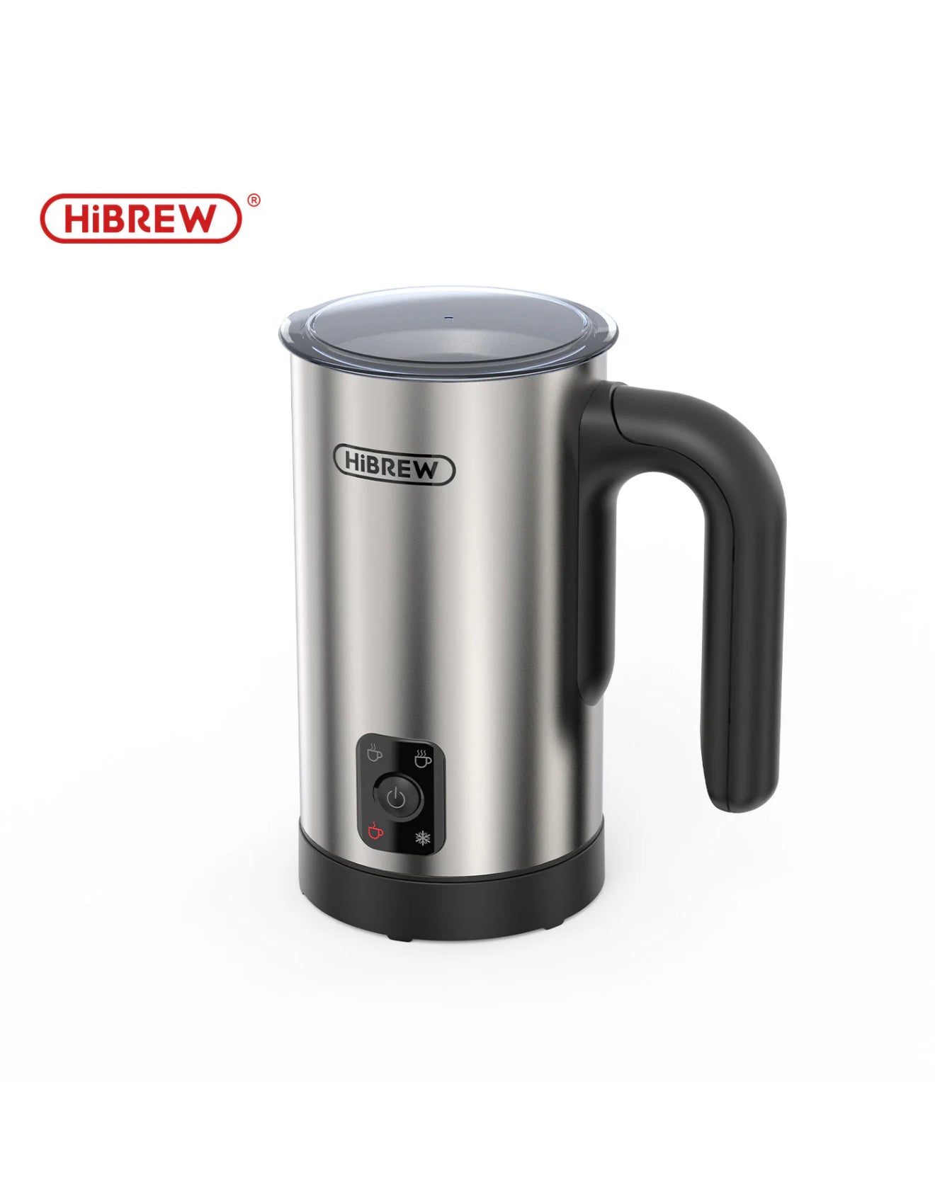 HiBREW M3A 4-in-1 Milchaufschäumer – Vollautomatischer Milchwärmer, Kalt-/Heißaufschäumung, 130 ml Kapazität, Antihaftbeschichtet, Präzise Temperaturkontrolle, Silber