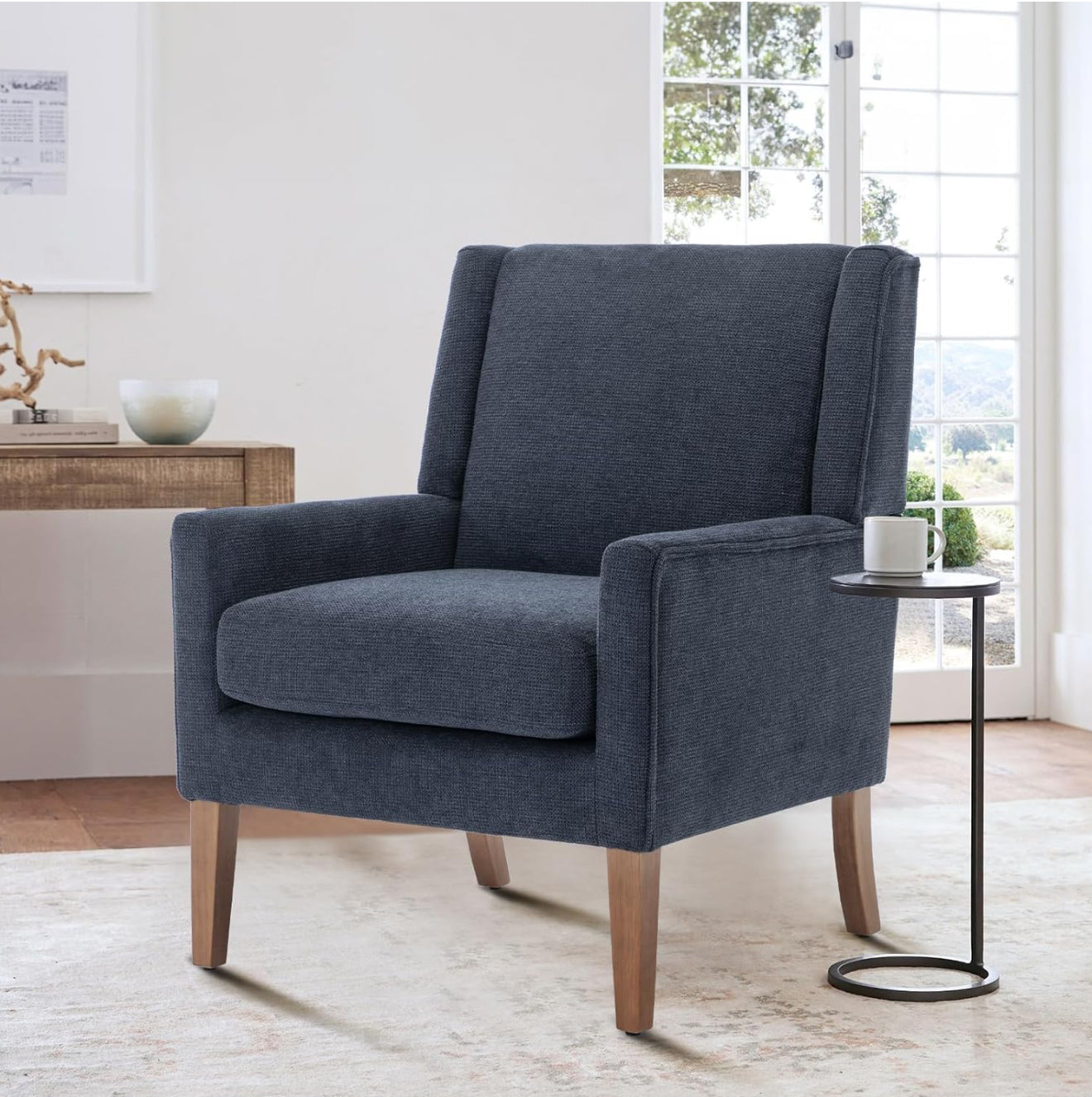 COLAMY Modern Wingback Sessel – Polstersessel mit Holzfüßen & Memory-Schaum – erhältlich in Rot, Blau & Beige