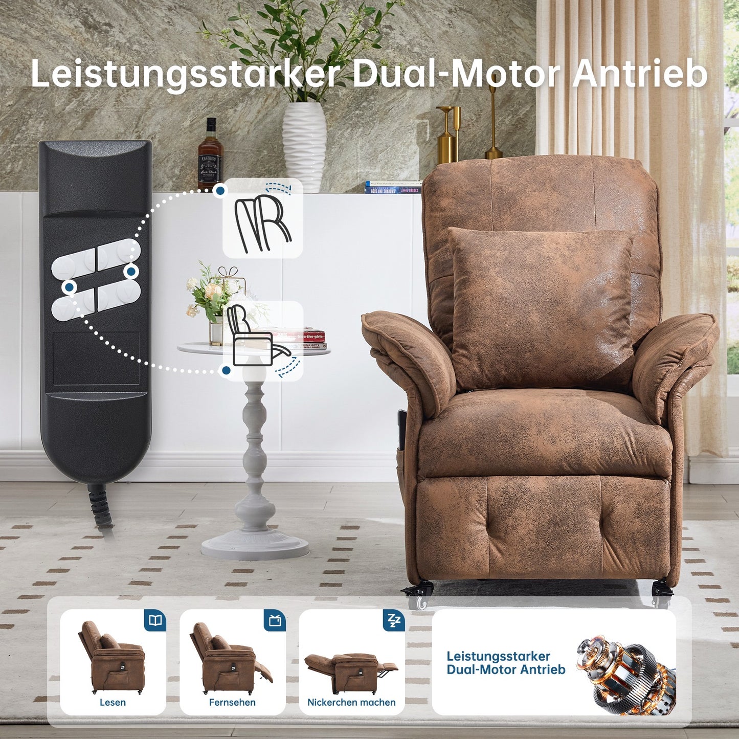 Elektrischer Relaxsessel – Doppelmotor, Luxus Komfort & Funktionalität R-Edition