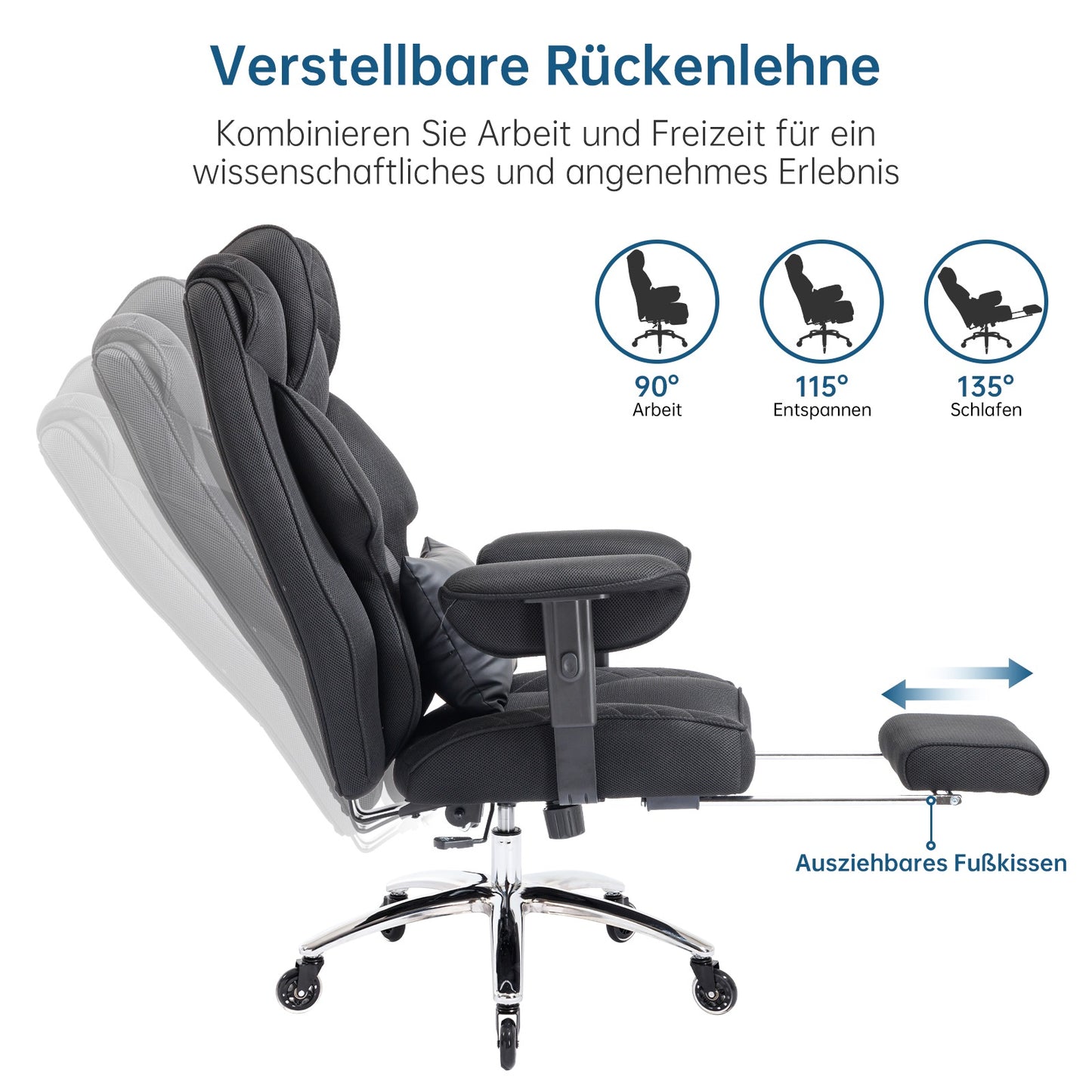 Ergonomischer XXL Bürostuhl – R-Edition mit Fußstütze & Premium Komfort