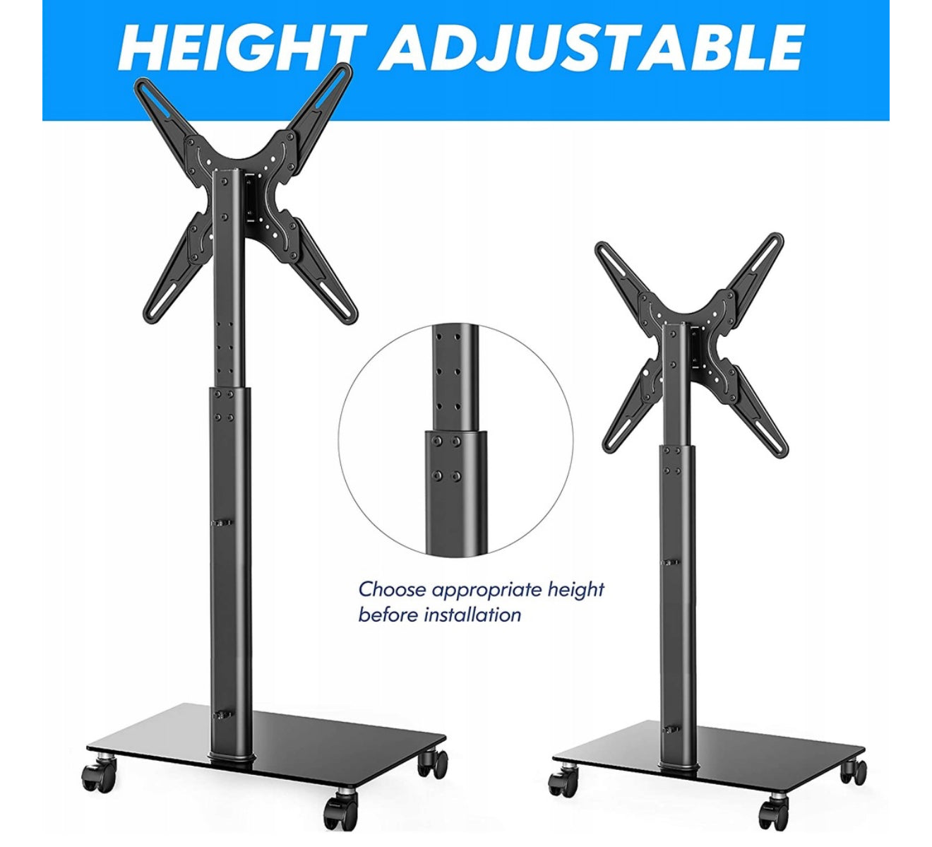 ALTIN™ TV-Ständer für 32–55 Zoll – Höhenverstellbar, Stabil & Elegant – Universeller Bodenständer aus Stahl für Wohnzimmer, Büro & Ausstellung – Bis 35 kg Belastung
