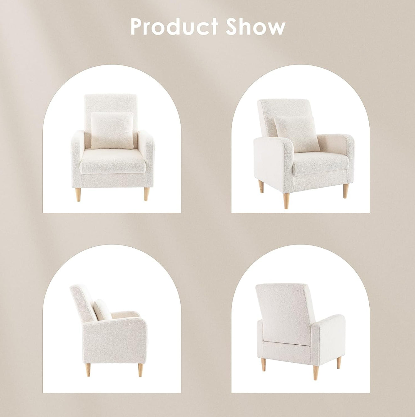 COLAMY Einzelsessel – Moderner Polstersessel mit Holzbeinen, Memory-Schaum & ergonomischer Rückenlehne – 5 Farben verfügbar (Gelb, Beige, Blau, Grau , Creme )