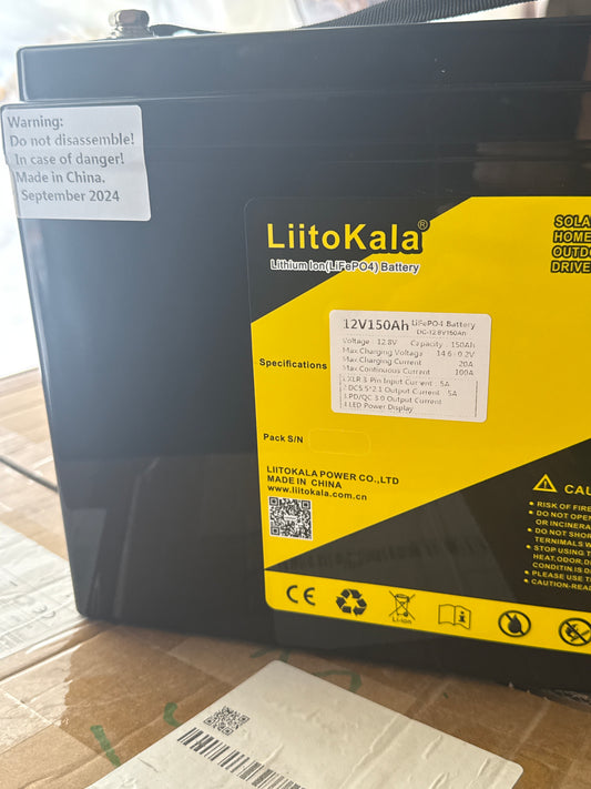 12,8V 150Ah LiFePO4 Batterie mit USB, PD, QC & LED Display