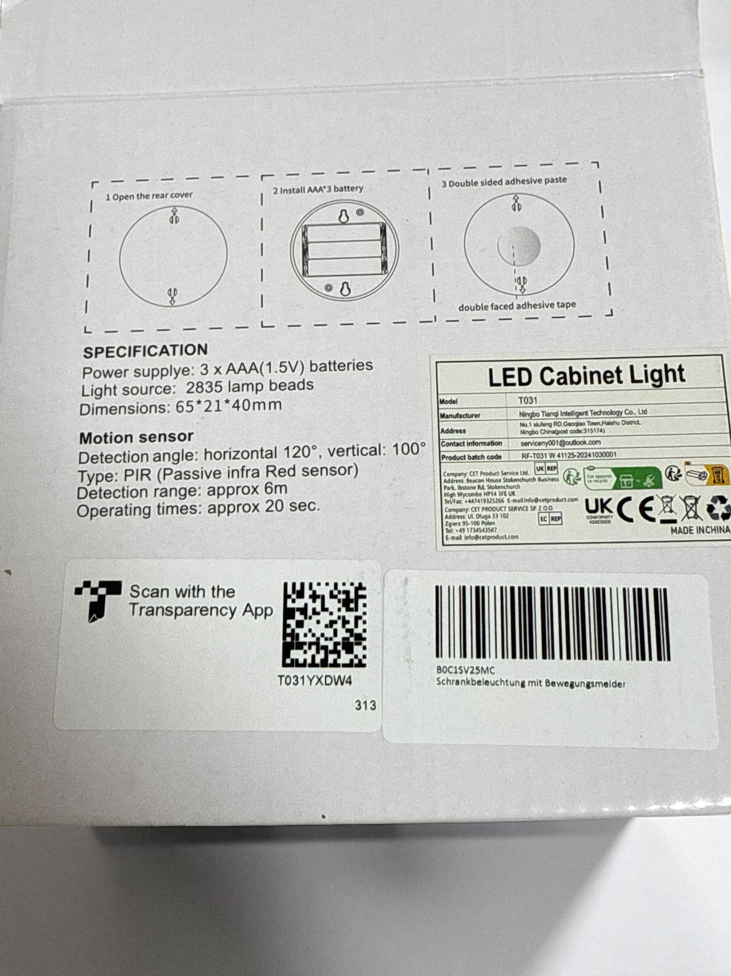 Bewegungssensor LED Nachtlicht – 8er Set – Kabellos, Batteriebetrieben, PIR Sensor, 2835 LED, Schrank-/Flur-/Treppenbeleuchtung