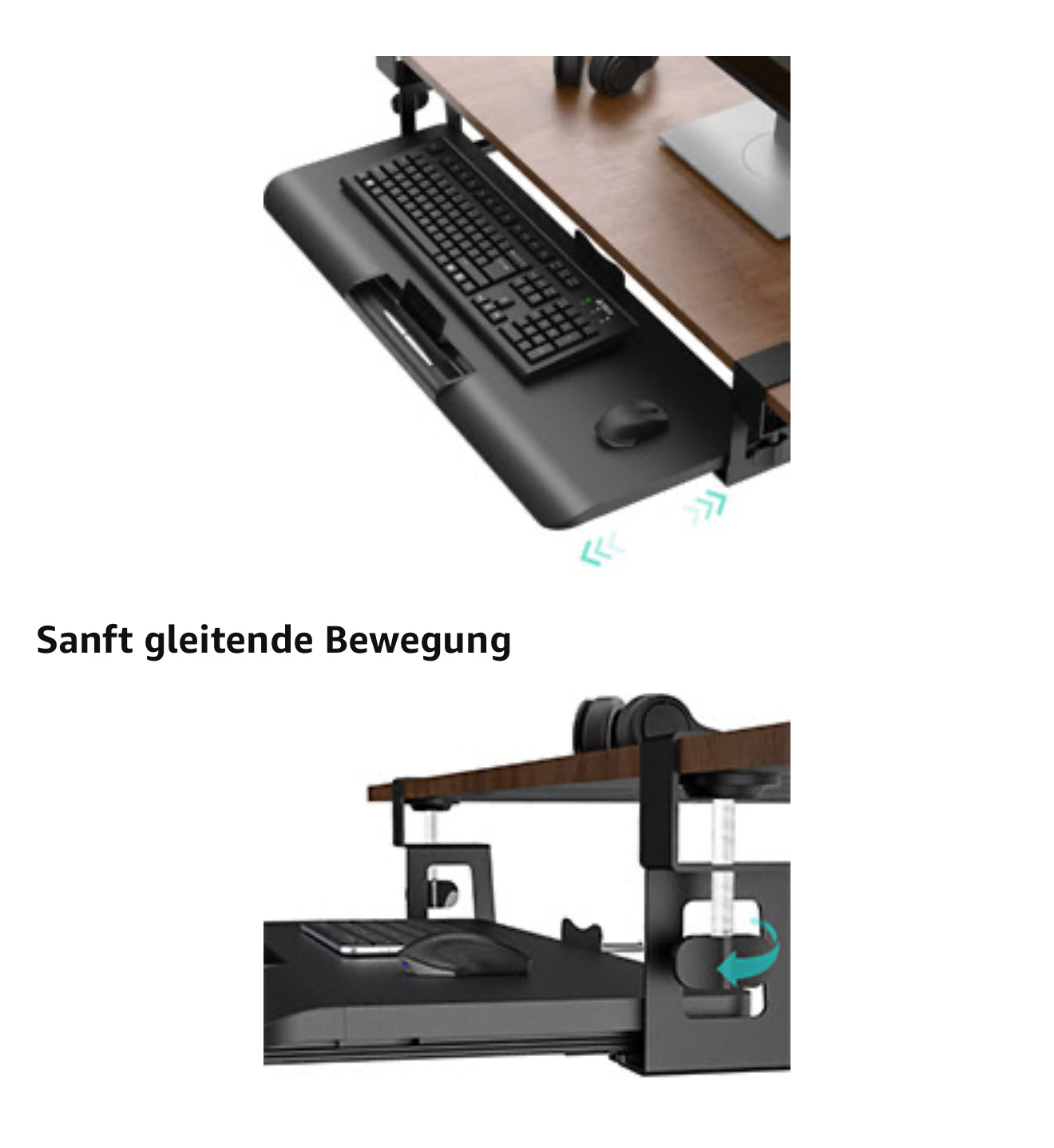 ALTIN™ Ausziehbare Tastaturablage unter dem Schreibtisch – Großes Format 65 x 25 cm – Mit C-Klemme, Ergonomisch & Stabil – Ideal für Arbeit & Gaming