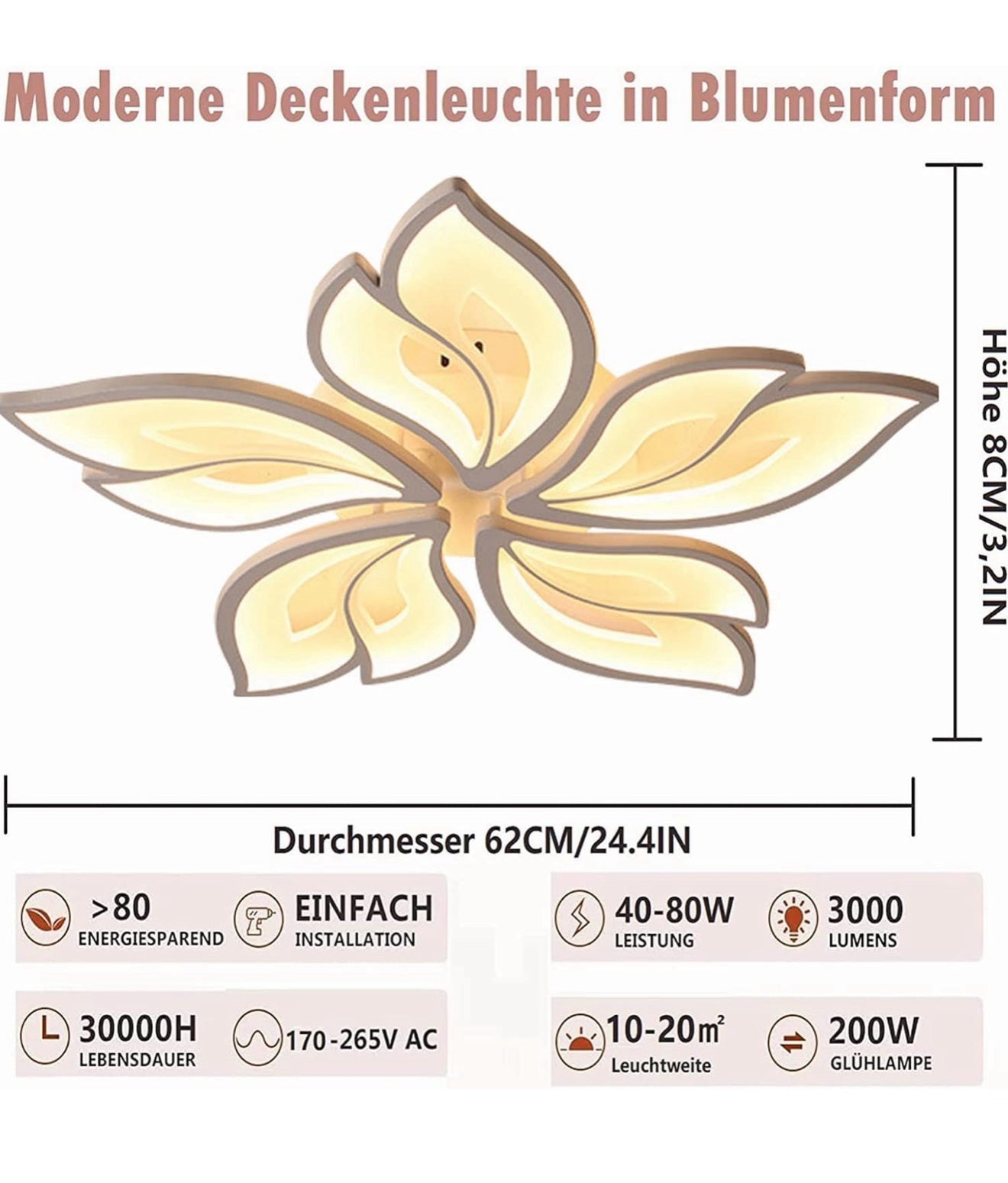 ALTIN™ LED Deckenleuchte Dimmbar 40W–80W – Mit Fernbedienung & Farbsteuerung | Für Wohnzimmer, Schlafzimmer, Kinderzimmer & mehr