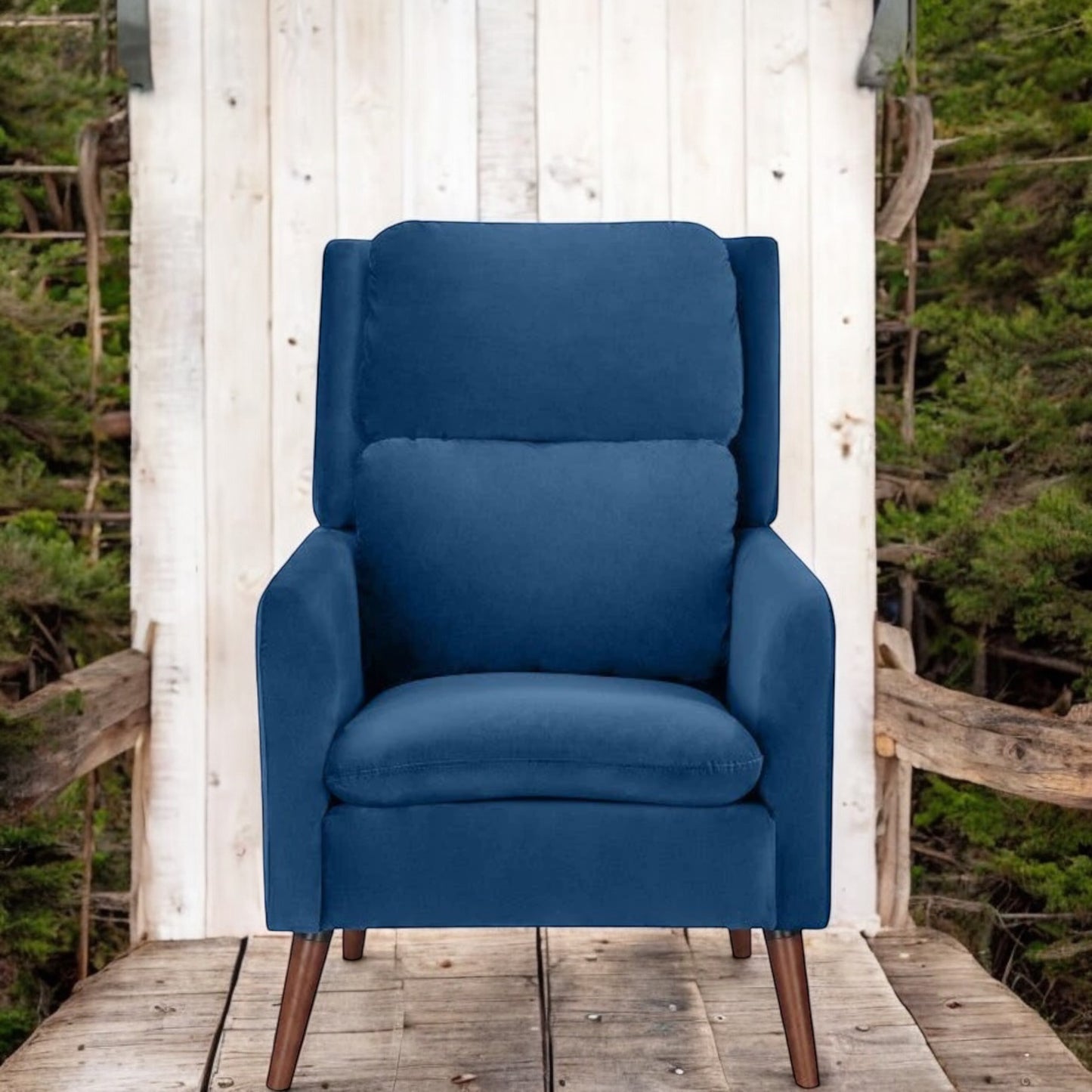 ALTIN™ loungesessel aus samtstoff – luxuriöser entspannungssessel in blau und grau, mit dicker polsterung & stilvollem design für wohn- oder schlafzimmer