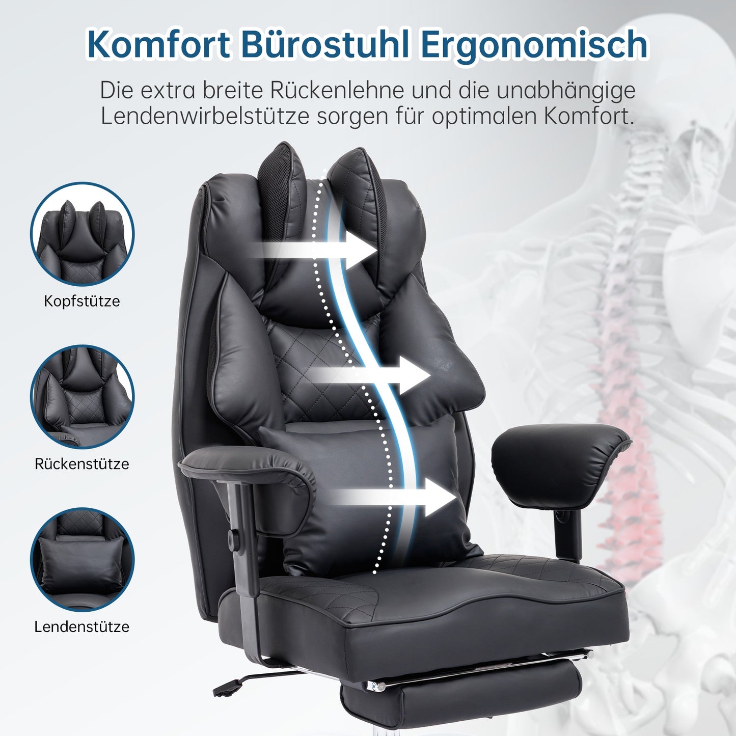 Ergonomischer XXL Bürostuhl – R-Edition mit Fußstütze & Premium Komfort