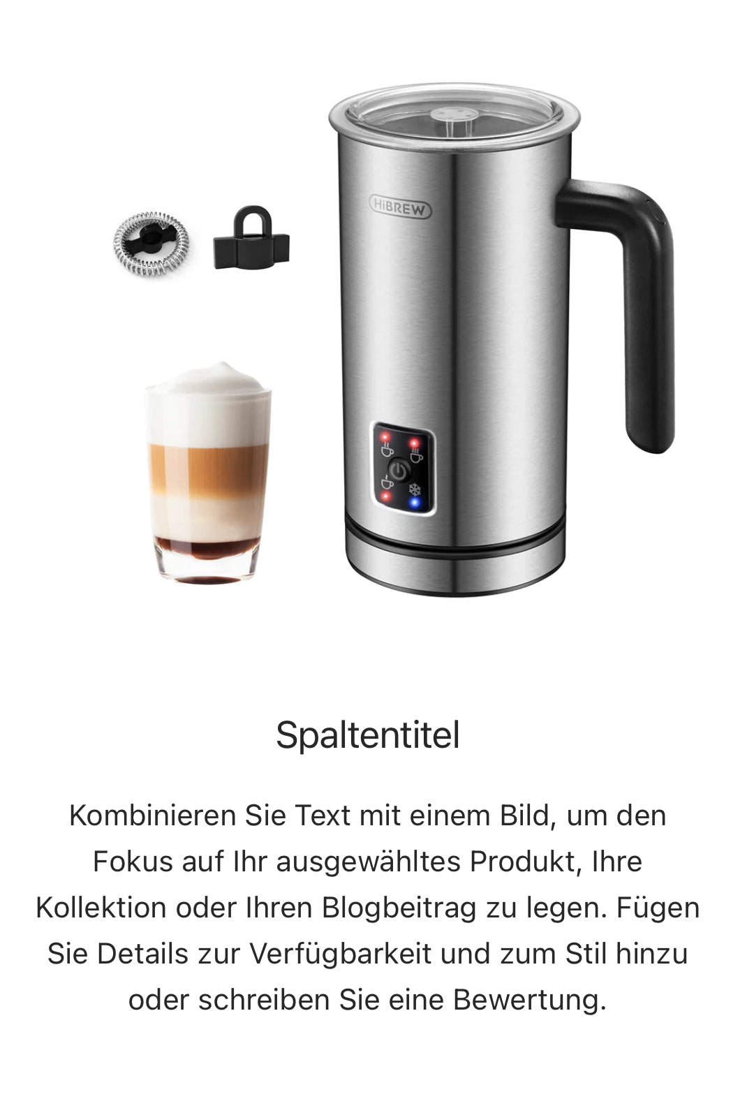 HiBREW M3A 4-in-1 Milchaufschäumer – Vollautomatischer Milchwärmer, Kalt-/Heißaufschäumung, 130 ml Kapazität, Antihaftbeschichtet, Präzise Temperaturkontrolle, Silber