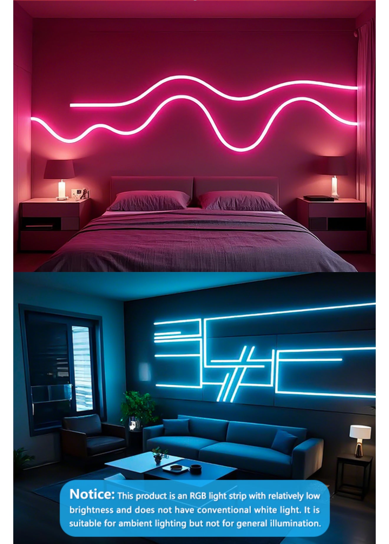 RGB Neon LED Streifen 5M App Steuerung Musik Sync Flexibles Lichtband