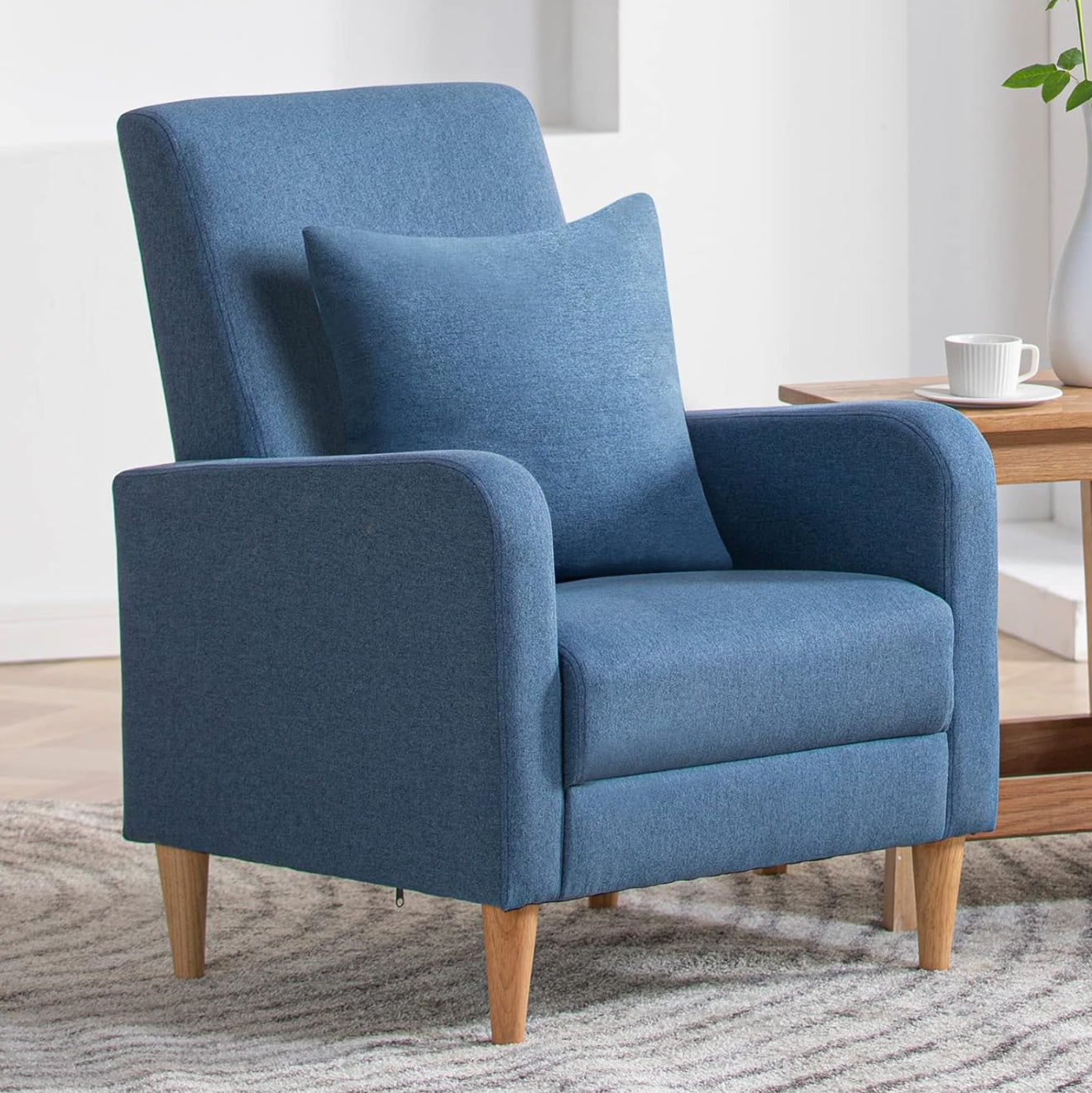 COLAMY Einzelsessel – Moderner Polstersessel mit Holzbeinen, Memory-Schaum & ergonomischer Rückenlehne – 5 Farben verfügbar (Gelb, Beige, Blau, Grau , Creme )