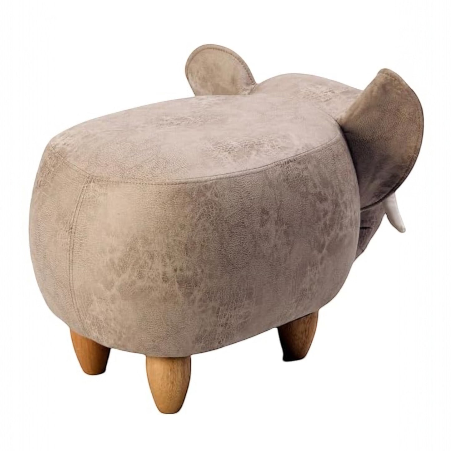 ALTIN™ Tierhocker Elefant – Kinder Sitzhocker 68x35x36 cm | Kunstleder & Massivholzbeine | Polsterhocker fürs Kinderzimmer & Spielzimmer – Grau