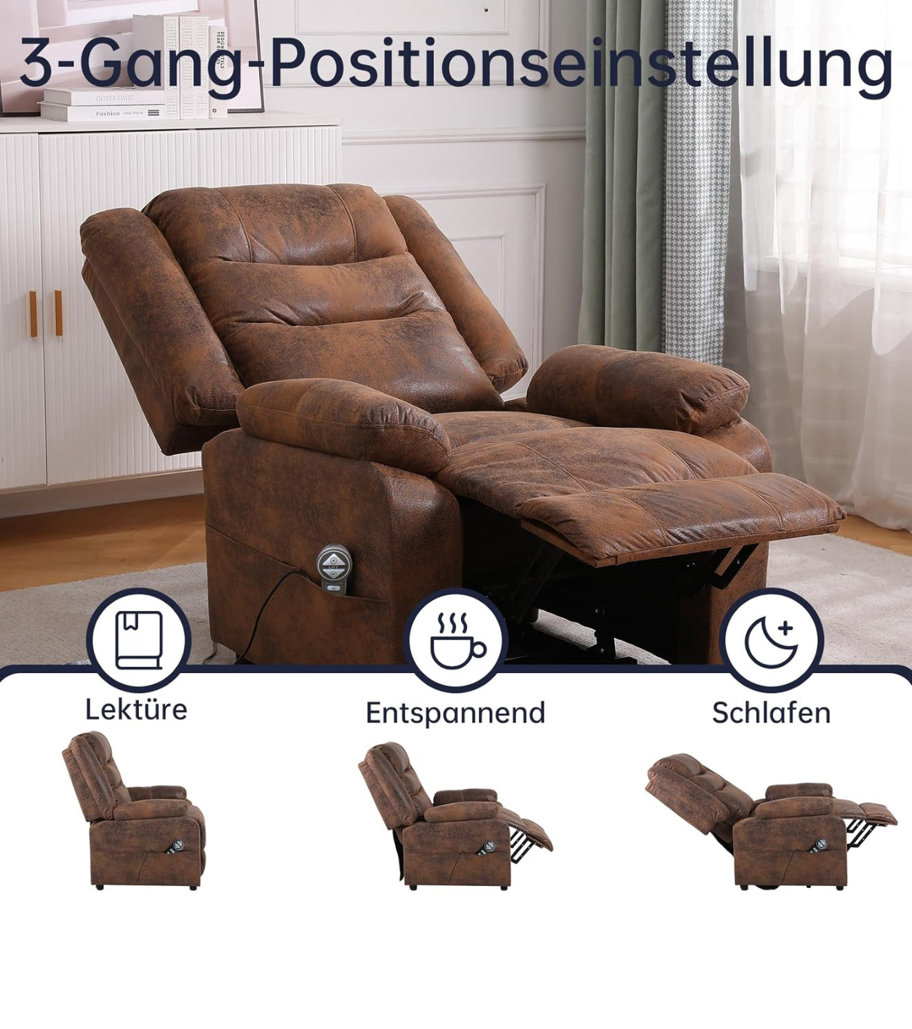 Massage & Heat Relaxsessel – Elektrisch verstellbar mit Aufstehhilfe, Liegefunktion & Fernbedienung – High-Comfort TV Sessel | präsentiert von ALTIN™
