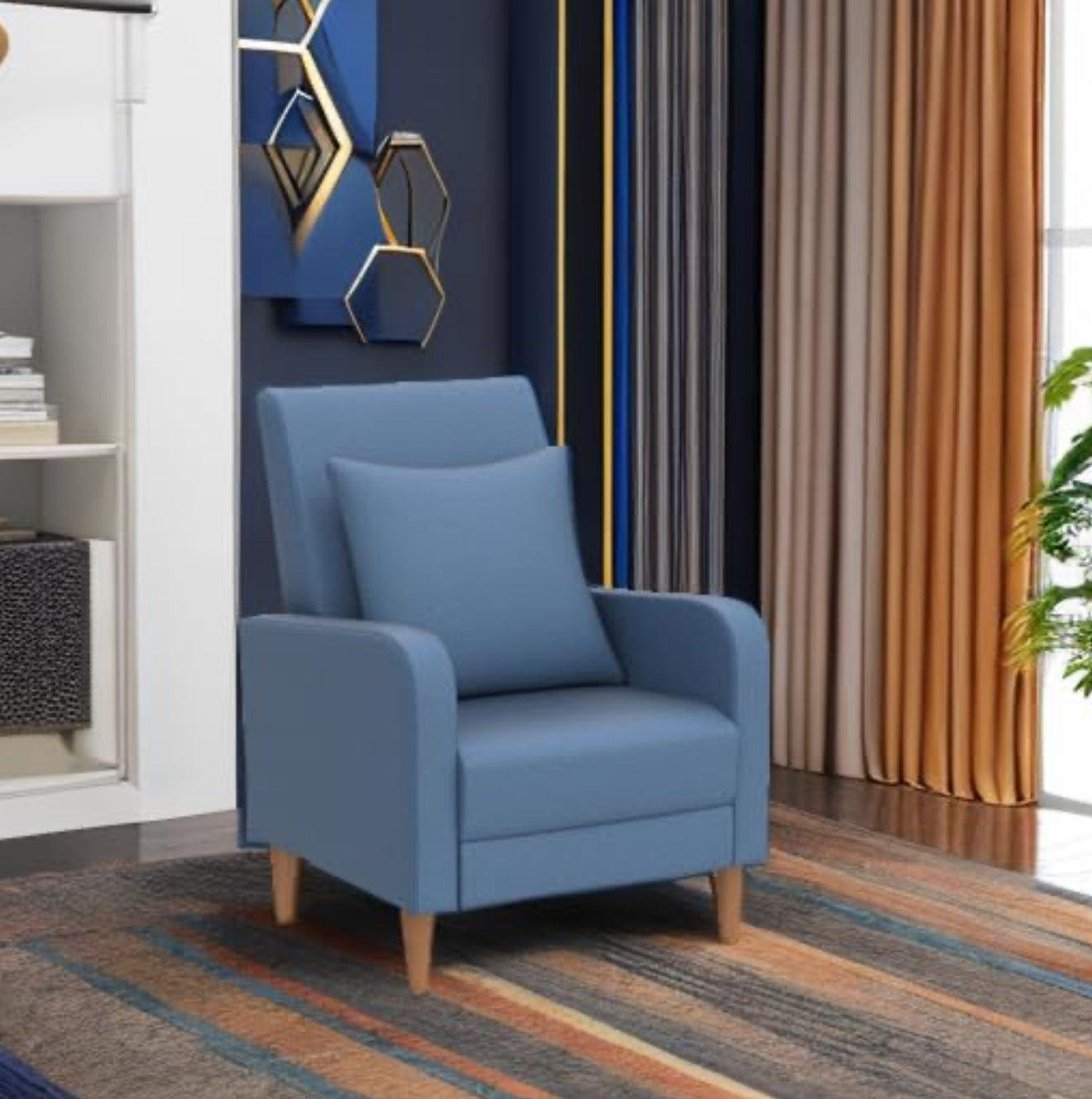 COLAMY Einzelsessel – Moderner Polstersessel mit Holzbeinen, Memory-Schaum & ergonomischer Rückenlehne – 5 Farben verfügbar (Gelb, Beige, Blau, Grau , Creme )