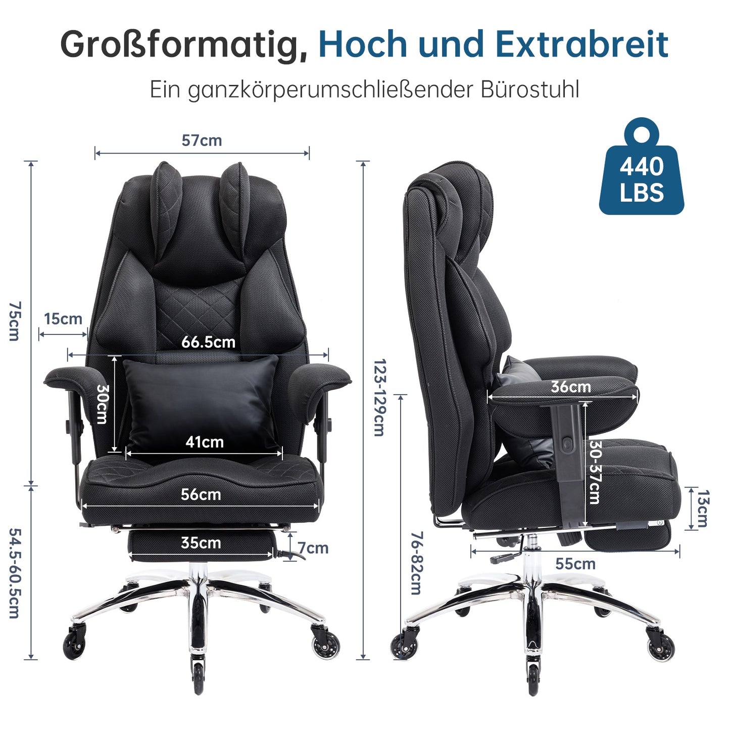 Ergonomischer XXL Bürostuhl – R-Edition mit Fußstütze & Premium Komfort