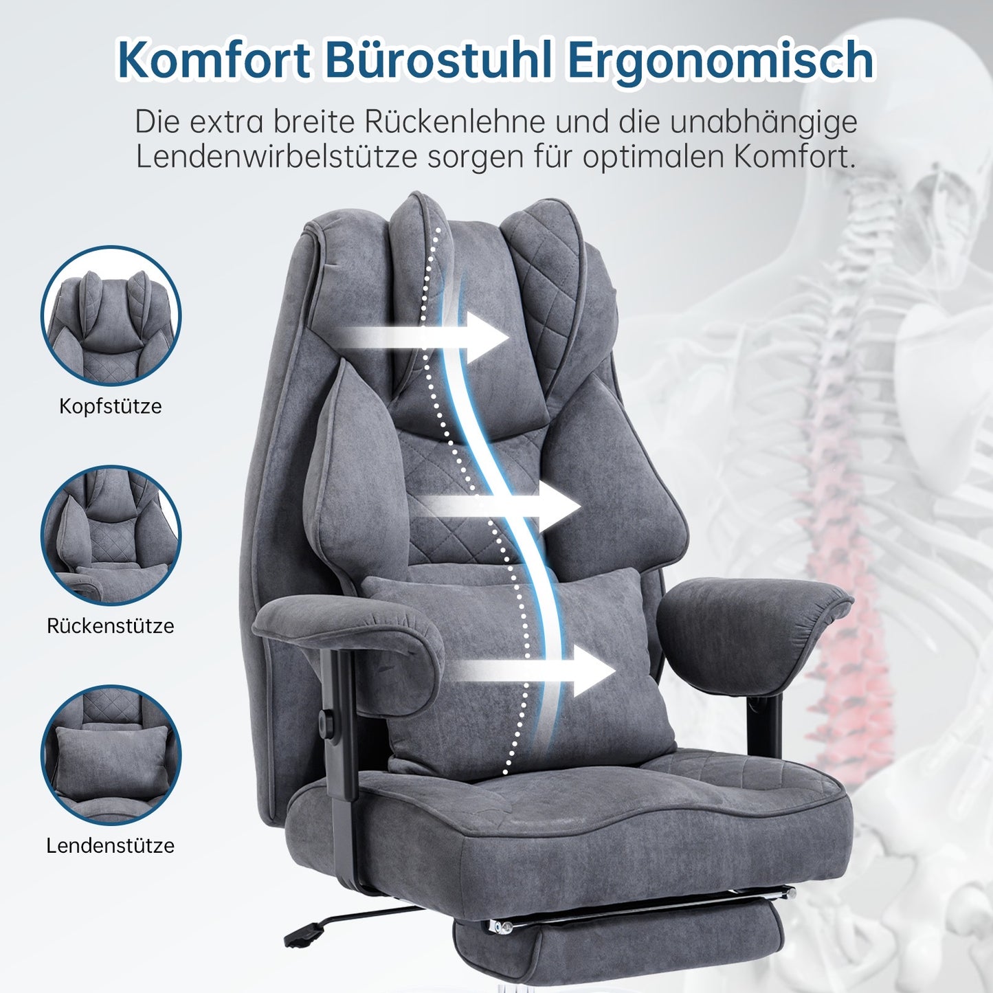 Ergonomischer XXL Bürostuhl – R-Edition mit Fußstütze & Premium Komfort