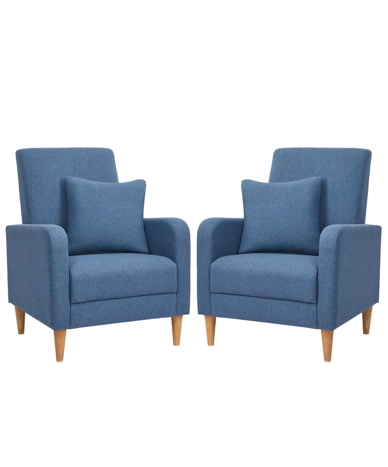 Moderner Akzentstuhl in Beige, Blau, F Blau & Hellgrau – Ergonomisch gepolstert, mit Holzfüßen, hoher Rückenlehne & 150 kg Tragkraft
