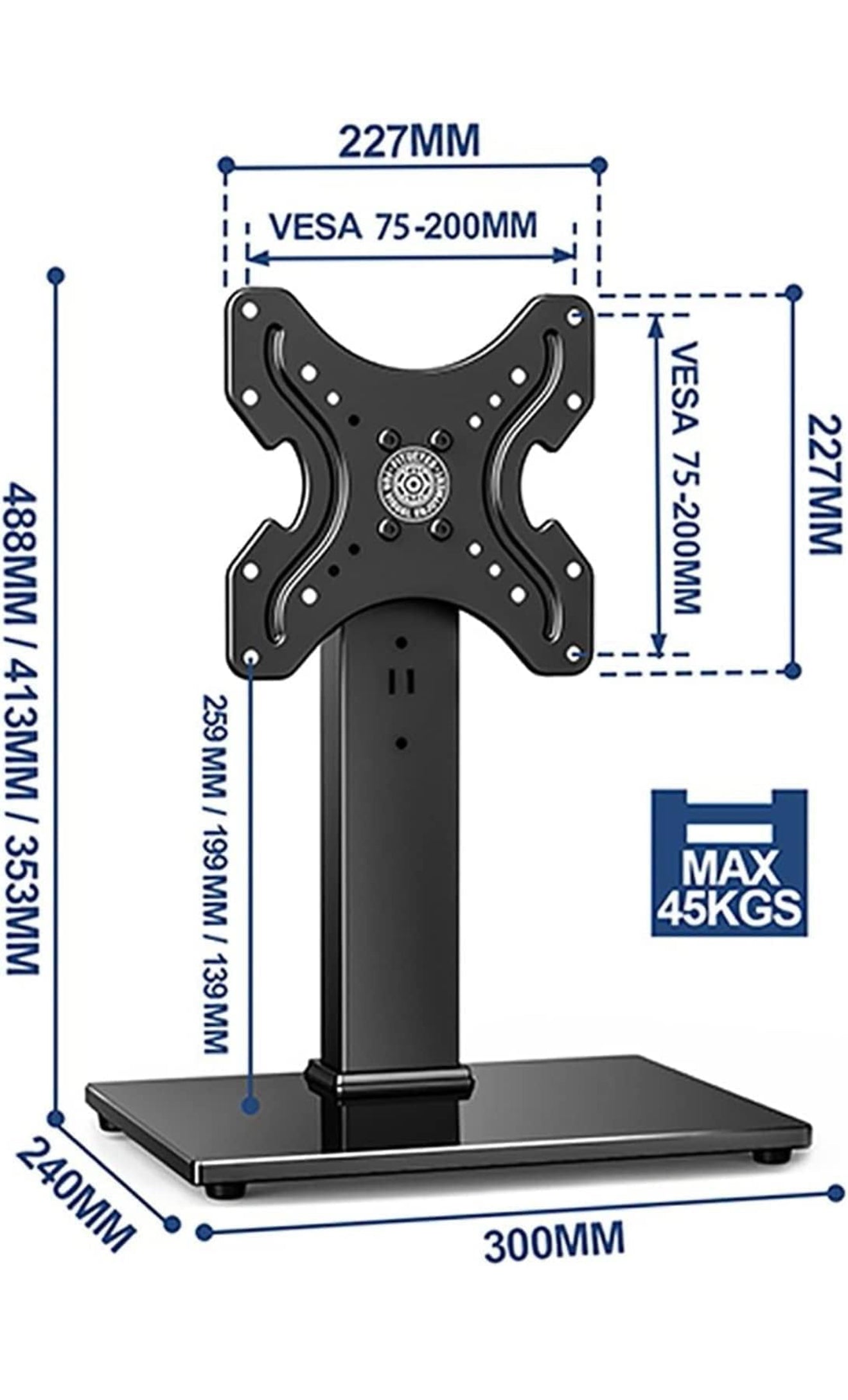 ALTIN™ TV Tisch-Ständer für 19–39 Zoll – 90° Schwenkbar, 3-fach Höhenverstellbar – Robuste Basis bis 45 kg Tragkraft