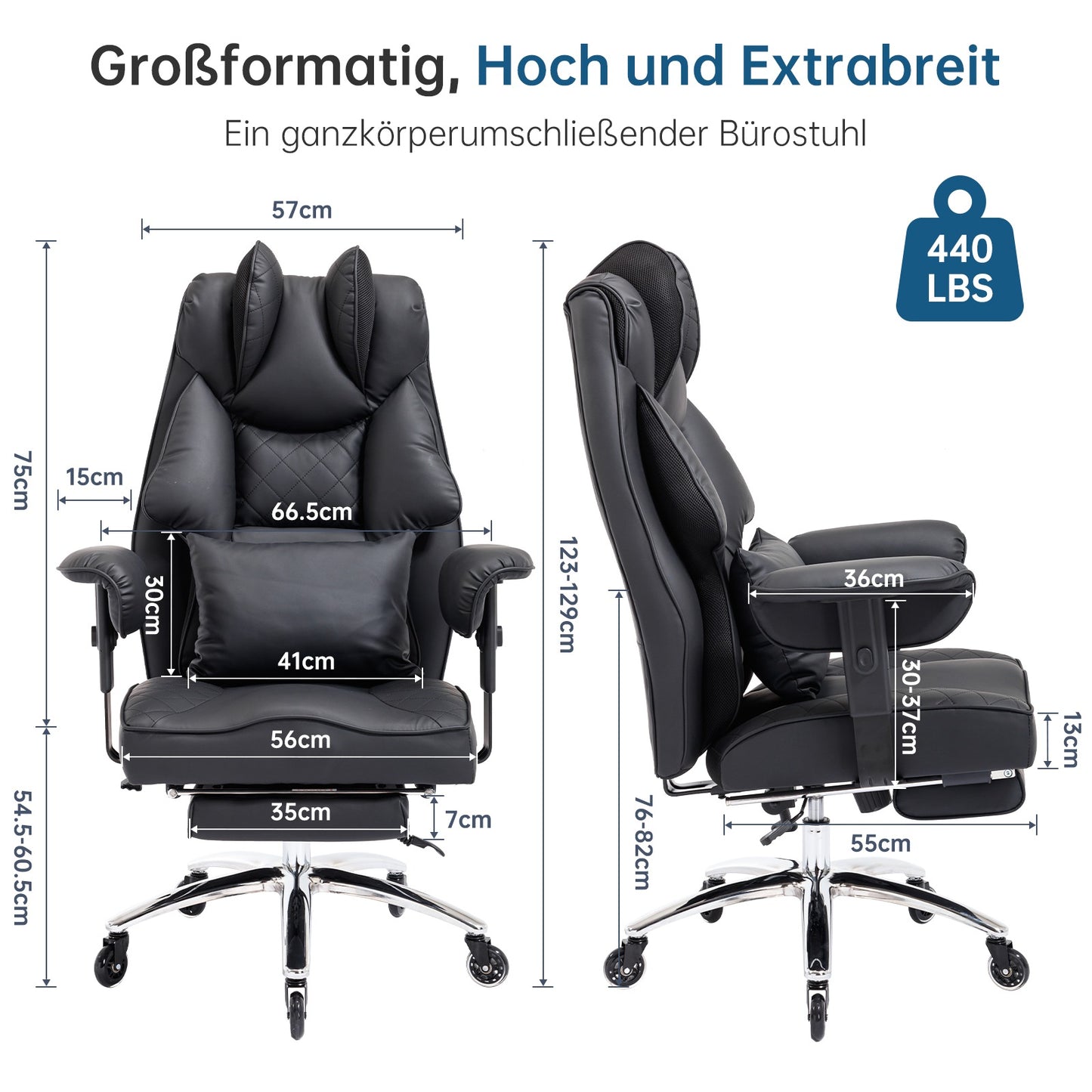 Ergonomischer XXL Bürostuhl – R-Edition mit Fußstütze & Premium Komfort
