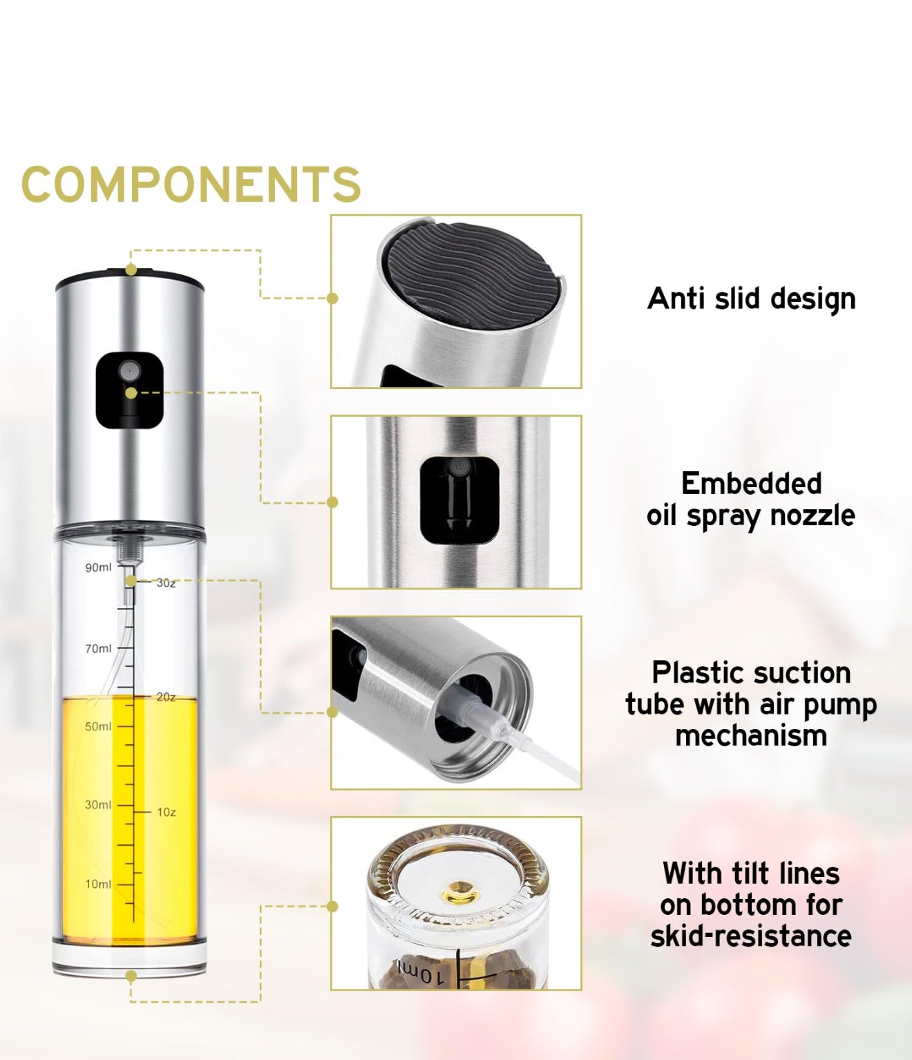 Öl Sprüher Set 2×100ml Glas + Ölpinsel | Nachfüllbar, Grillen, Salat, Küche