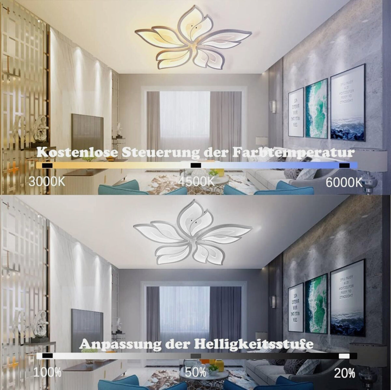 ALTIN™ LED Deckenleuchte Dimmbar 40W–80W – Mit Fernbedienung & Farbsteuerung | Für Wohnzimmer, Schlafzimmer, Kinderzimmer & mehr
