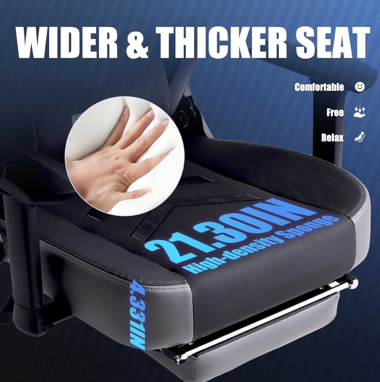 COLAMY Gaming-Stuhl XXL PU-Leder 159–181kg 3D / 4D Armlehnen Bürostuhl ( Grau !!!! )