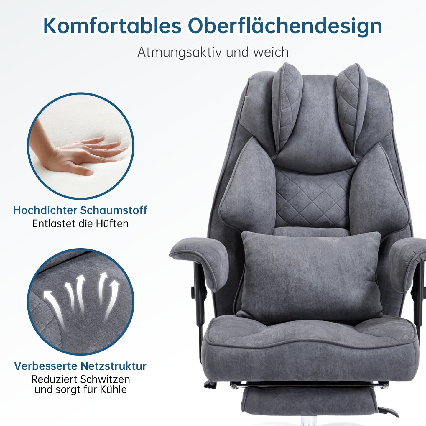 Ergonomischer XXL Bürostuhl – R-Edition mit Fußstütze & Premium Komfort