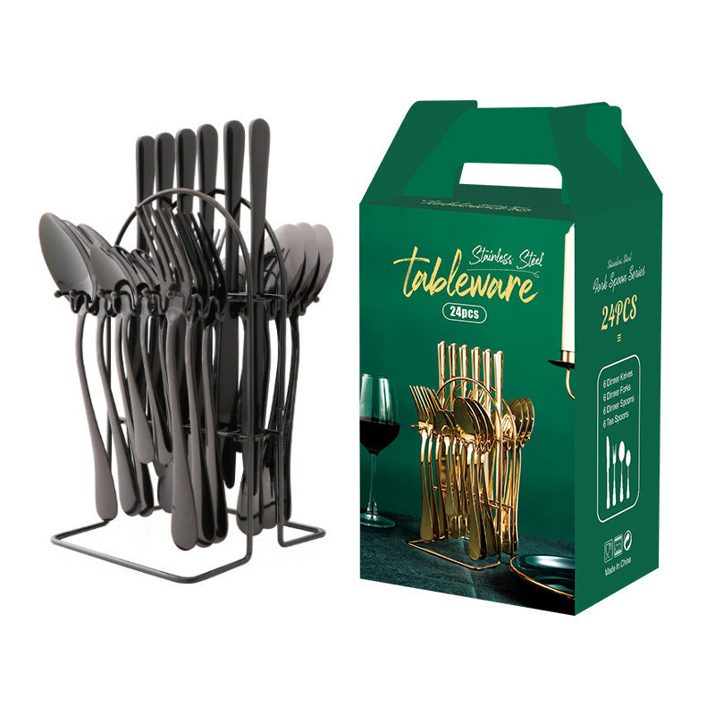 ALTIN™ 24-teiliges Edelstahl Besteckset – Messer, Gabel, Löffel & Teelöffel mit Aufbewahrungsständer