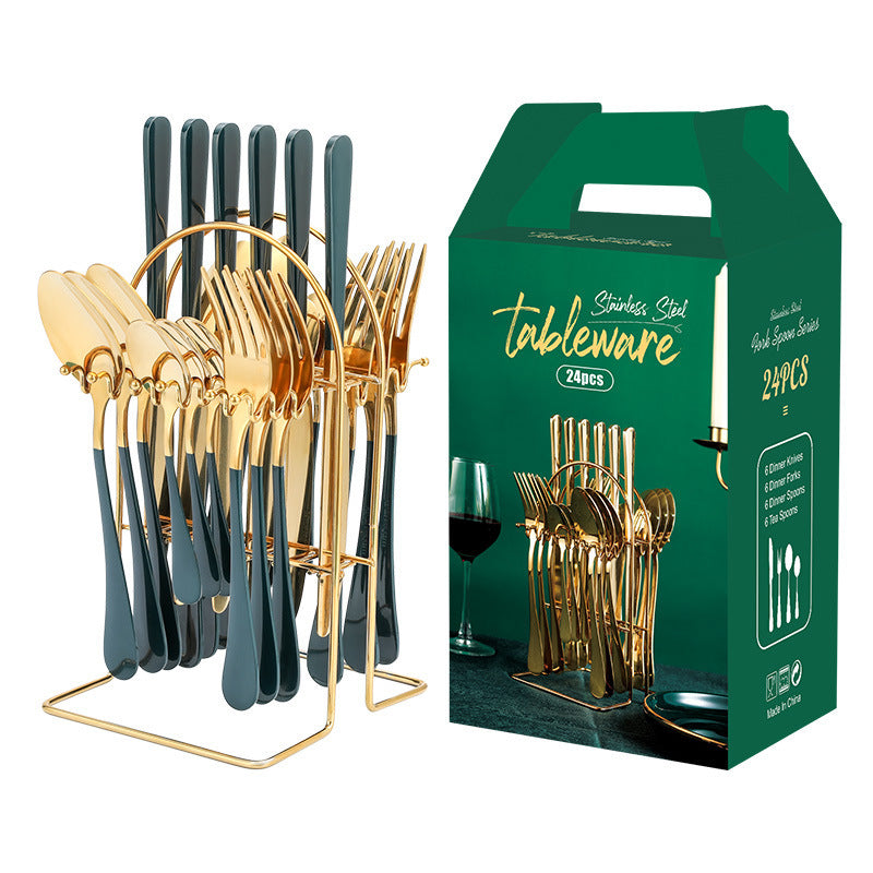 ALTIN™ 24-teiliges Edelstahl Besteckset – Messer, Gabel, Löffel & Teelöffel mit Aufbewahrungsständer