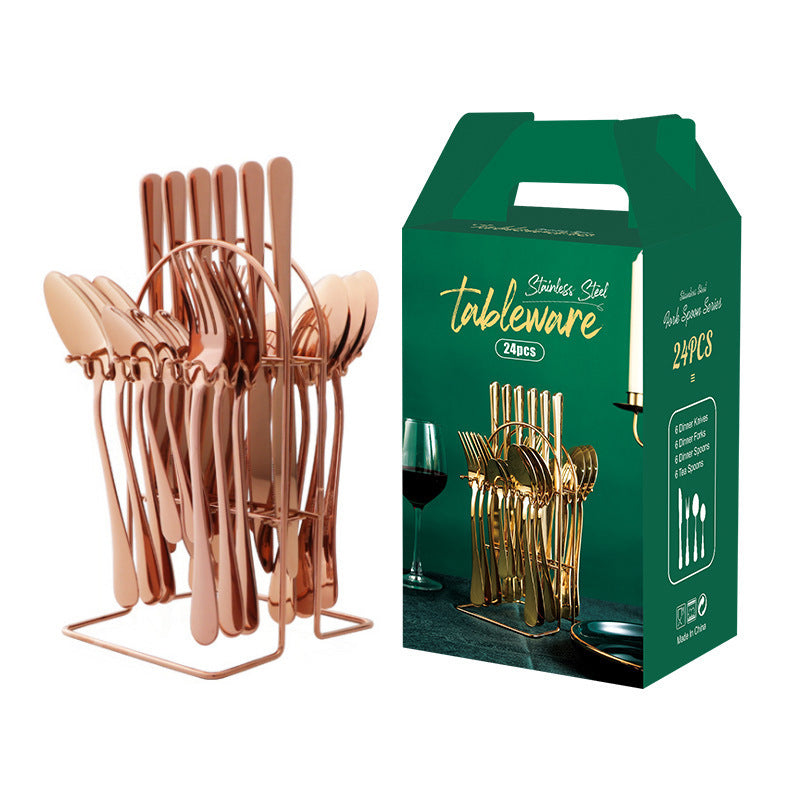 ALTIN™ 24-teiliges Edelstahl Besteckset – Messer, Gabel, Löffel & Teelöffel mit Aufbewahrungsständer