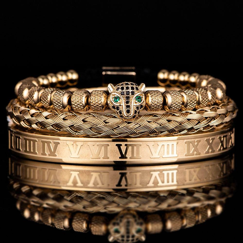 ALTIN™ Ewige Anziehung – Römisches Armband-Set mit Leopardenkopf | Unisex & Leidenschaftlich