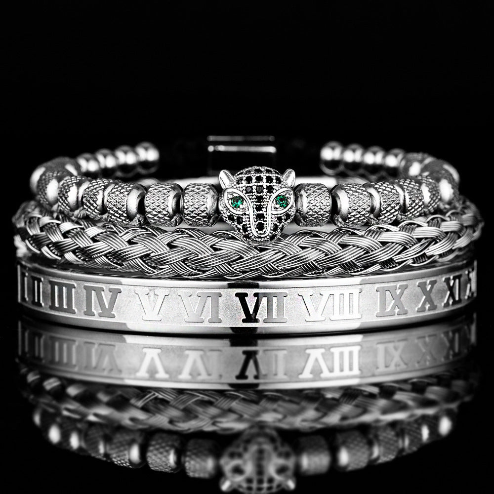 ALTIN™ Ewige Anziehung – Römisches Armband-Set mit Leopardenkopf | Unisex & Leidenschaftlich