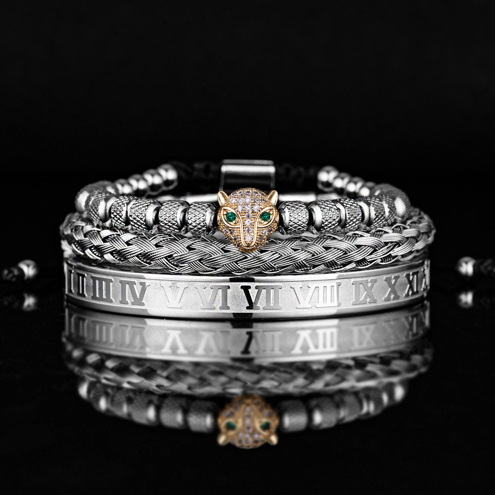 ALTIN™ Ewige Anziehung – Römisches Armband-Set mit Leopardenkopf | Unisex & Leidenschaftlich