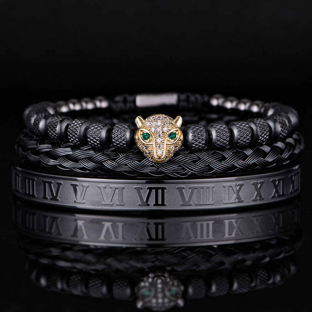 ALTIN™ Ewige Anziehung – Römisches Armband-Set mit Leopardenkopf | Unisex & Leidenschaftlich