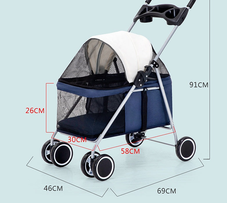 ALTIN™ Zusammenklappbarer Haustier-Kinderwagen mit 4 Rädern – Komfortabler Jogging-Buggy für Hunde & Katzen
