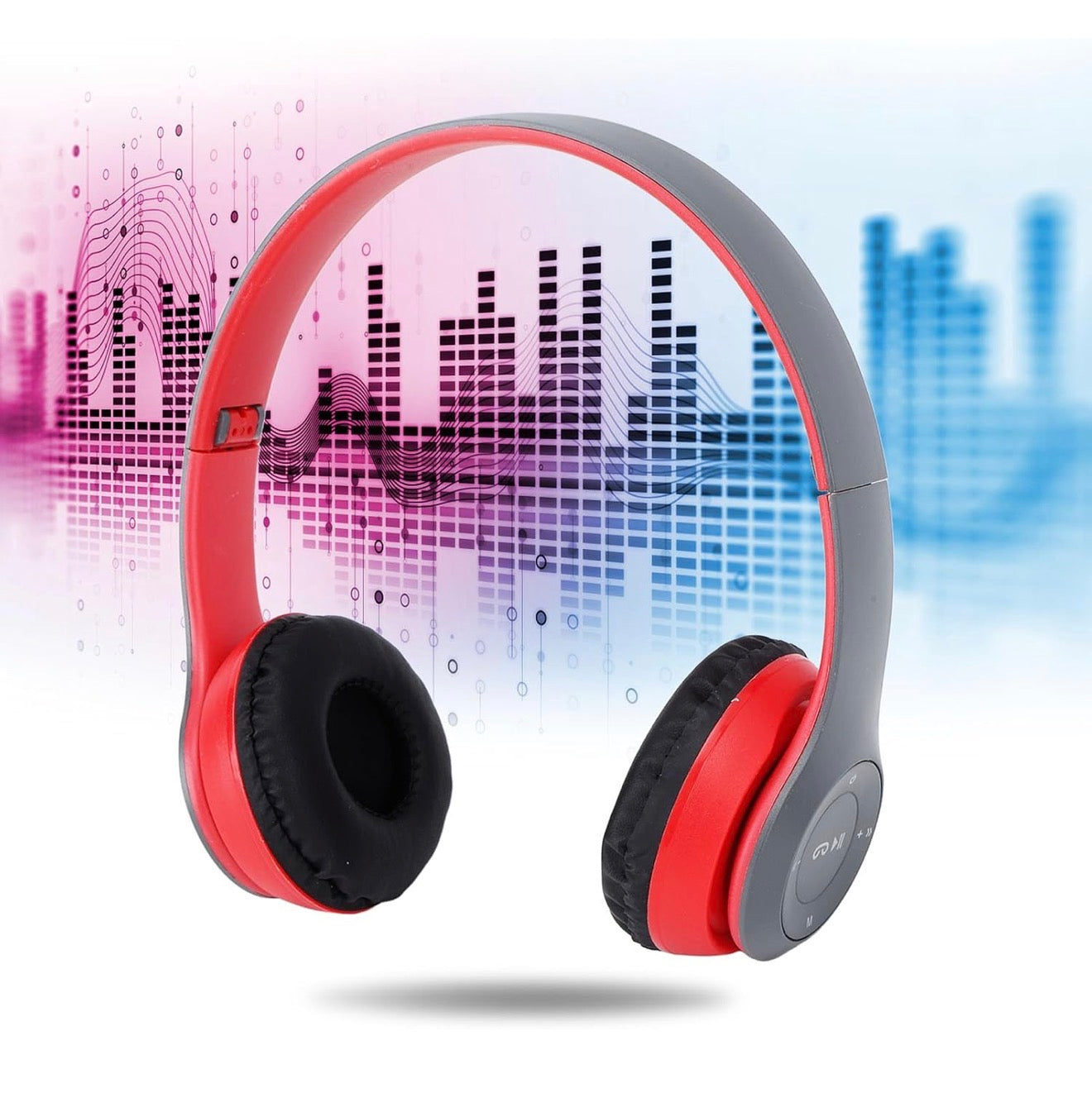 Kabelloser Bluetooth 5.0 P47 Kopfhörer Faltbar Stereo, FM, TF, Weiß/Rot/Schwarz