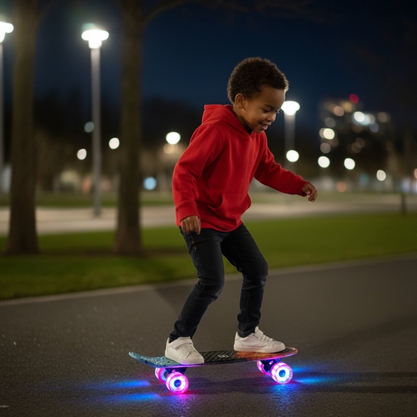 LED Mini Cruiser Skateboard 22 Zoll ABEC-7 Kinder Jugend Retro Board