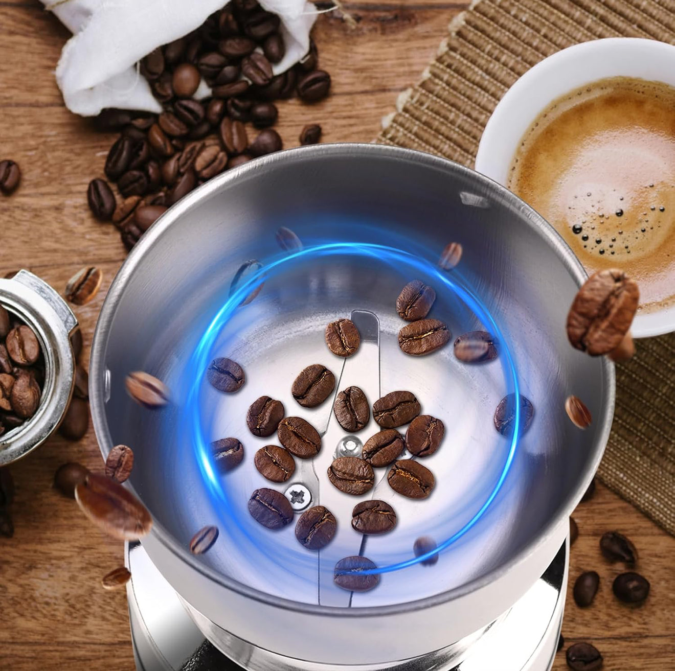 Moulin Original Elektrische Kaffeemühle & Gewürzmühle 200 W Edelstahl HM-8300