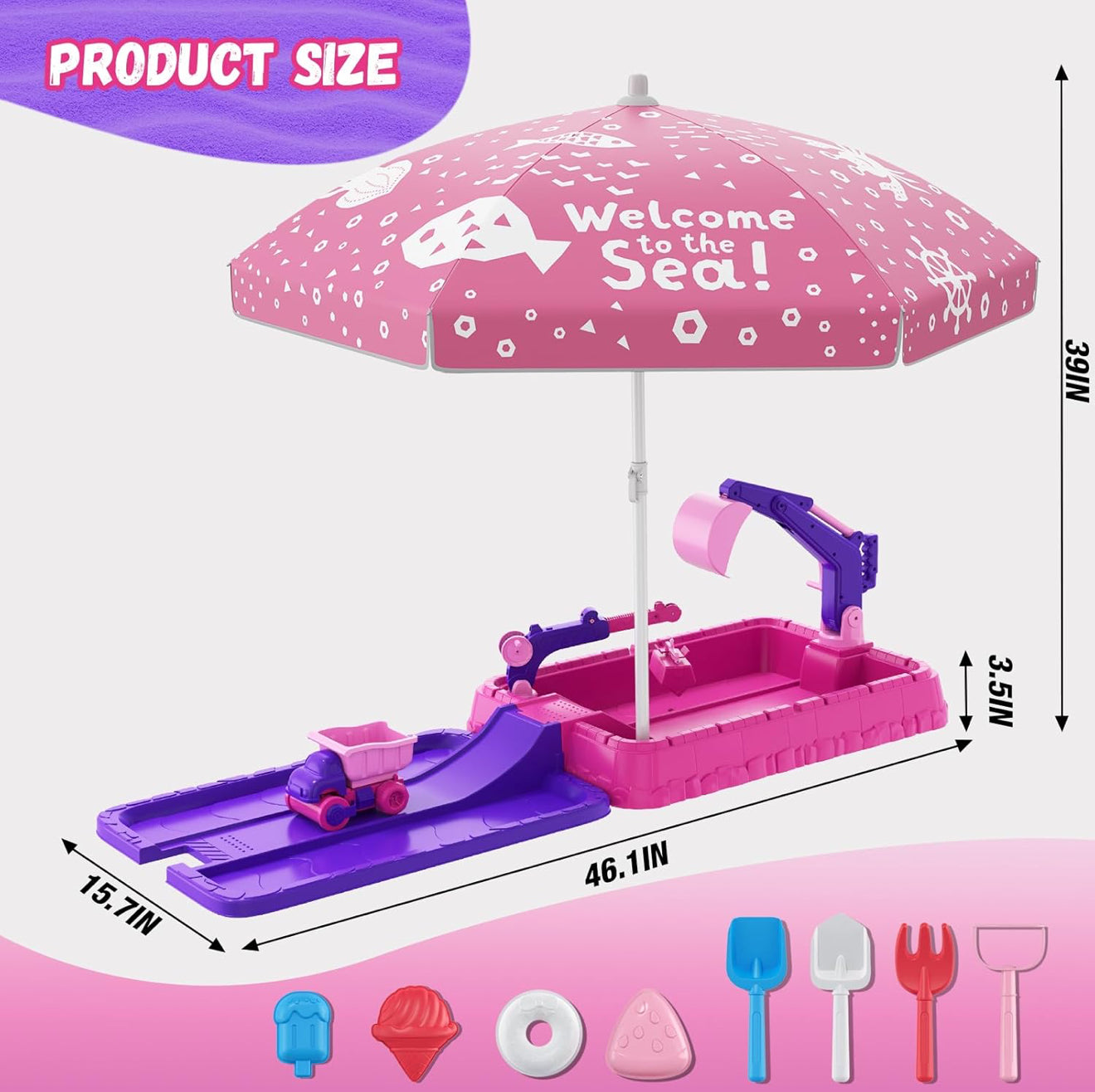 Kinder Sandspielset mit Abdeckung & Sonnenschirm – Spielset 3–5 Jahre