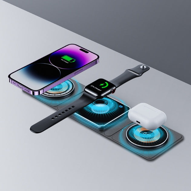 ALTIN™ 3-in-1 Faltbares Magnetisches Wireless Ladegerät – Kompatibel mit iPhone, iWatch & AirPods