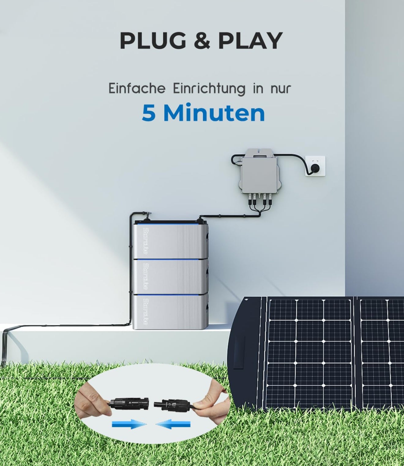 STORCUBE S1000 Balkonkraftwerk Speicher – 1024Wh LiFePO4, 800W, IP65, Plug&Play