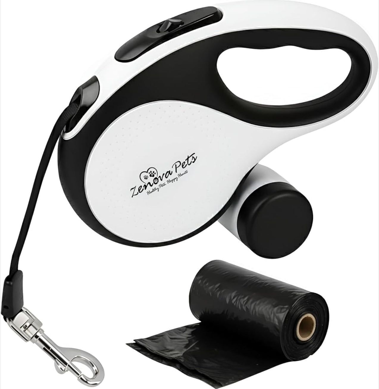 Hunde Rollleine 5m mit Kotbeutelhalter | Schnellbremse, rutschfest bis 30kg