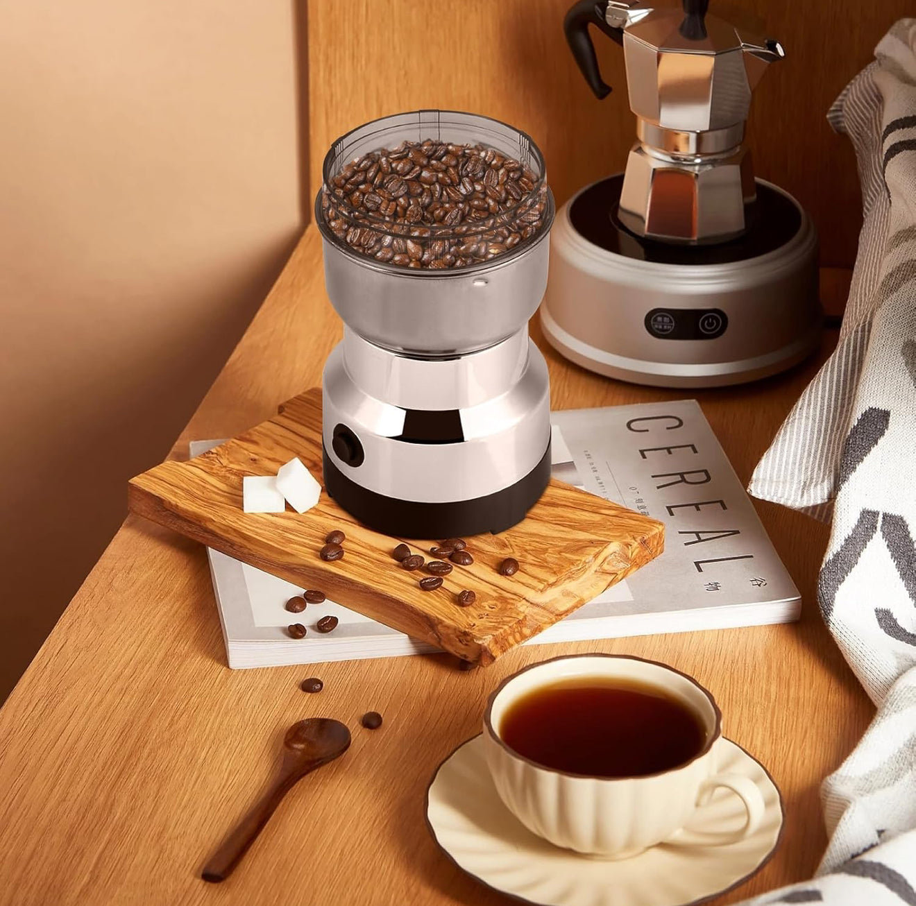 Moulin Original Elektrische Kaffeemühle & Gewürzmühle 200 W Edelstahl HM-8300