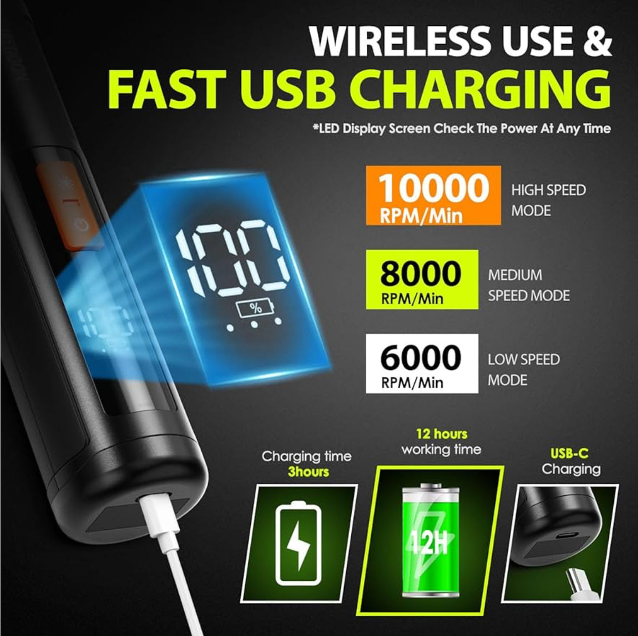 Ultra-Leiser Profi Krallenschleifer für Hunde & Katzen – MC-05, 3 Geschwindigkeiten, LED-Display, Wiederaufladbar